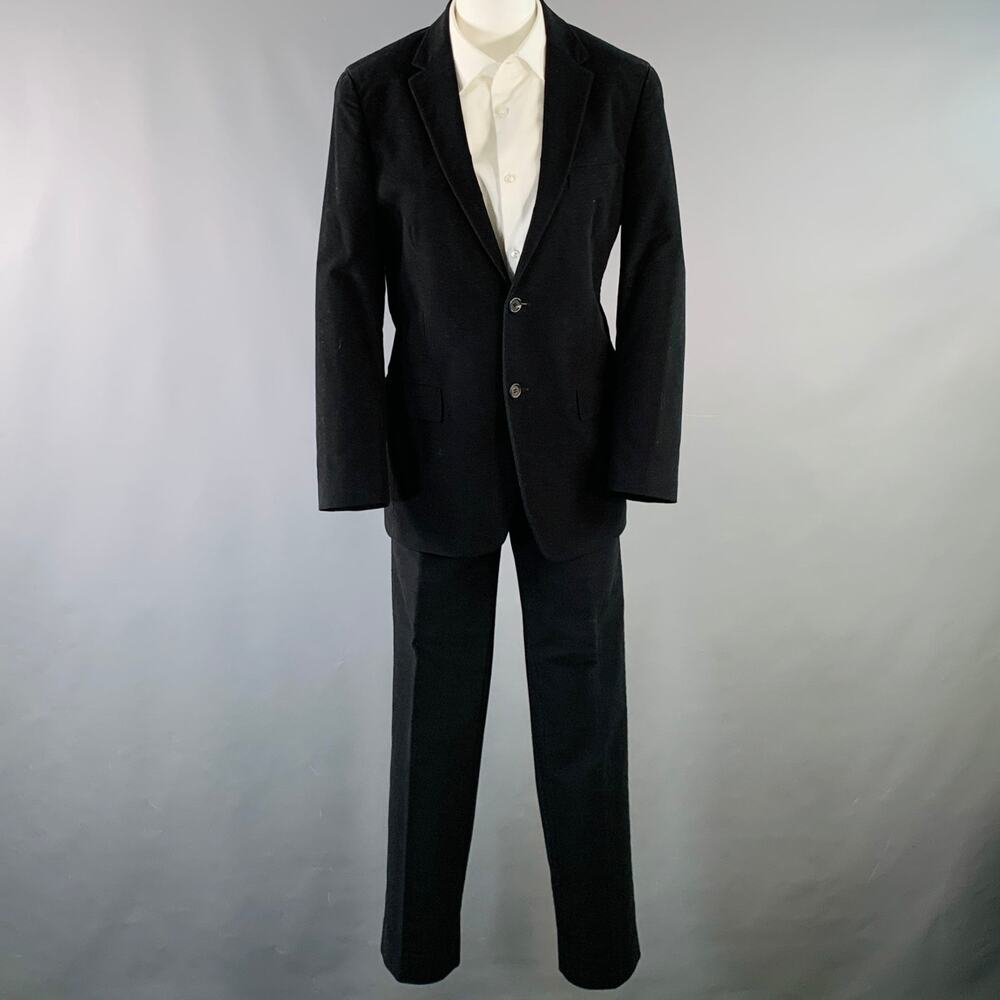 PRADA Size 38 Regular Black Velvet Cotton Blend Notch Lapel Suit - Picture 2 of 13
